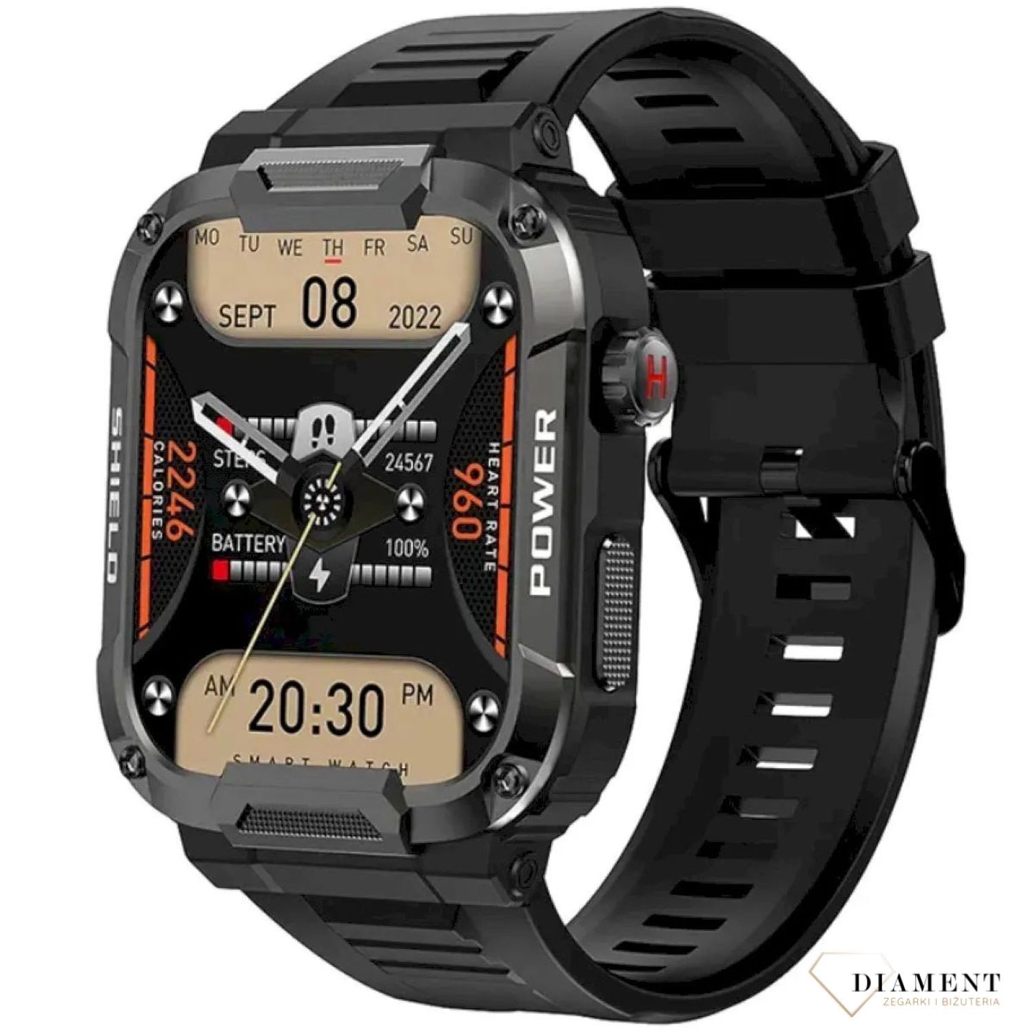 Zegarek męski Smartwatch Rubicon na czarnym pasku wojskowy RNCF07 z rozmowami. Zegarek sportowy smartwatch. Zegarek z powiadomieniami. Zegarek Rubicon smartwatch męski. Zegarek smartwatch wojskowy idealny na prezent (1).jpg